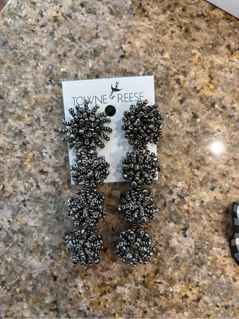 Towne & Reese Metallic Silver Cluster Drop Earrings
